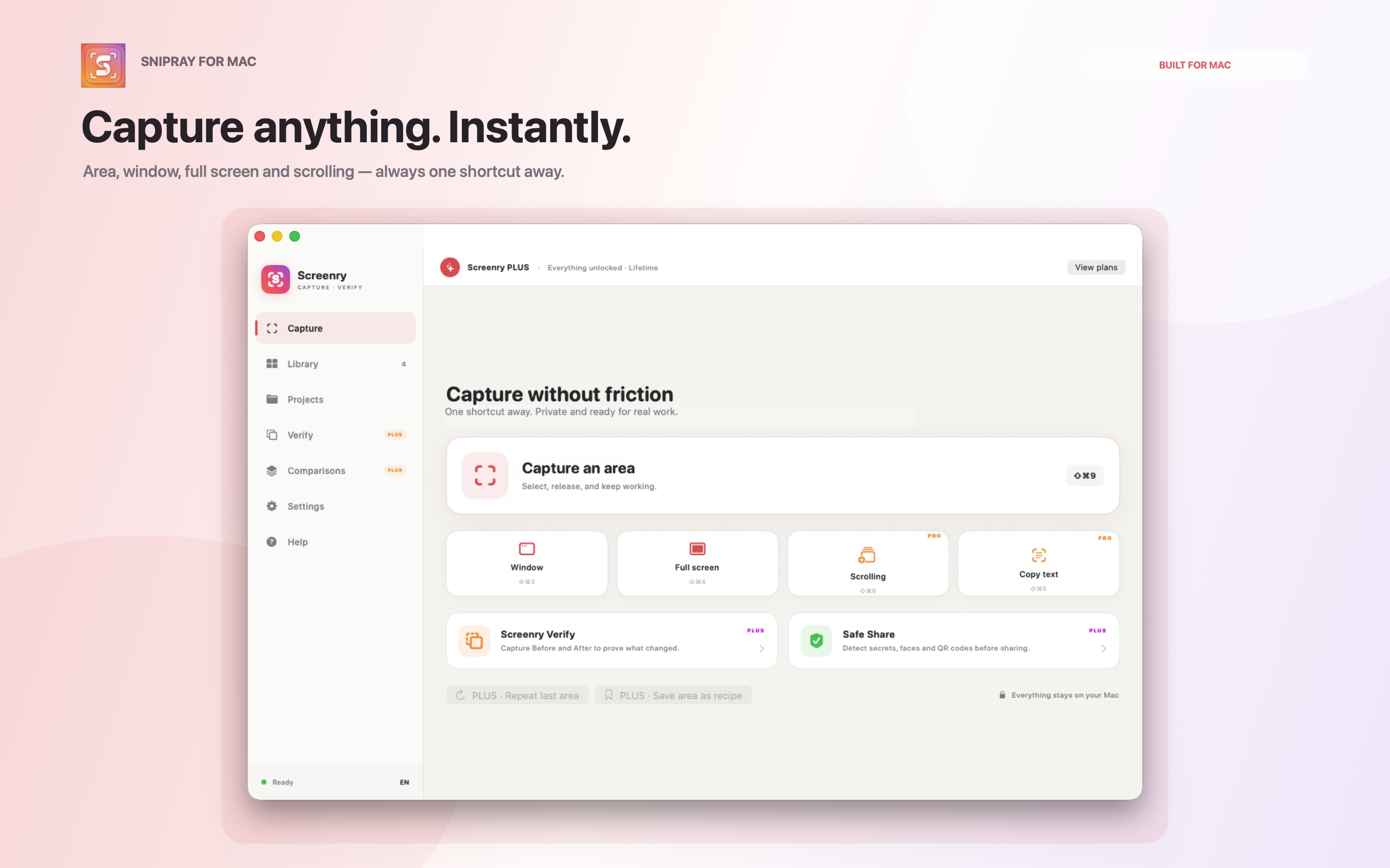 Snipray capture interface on macOS