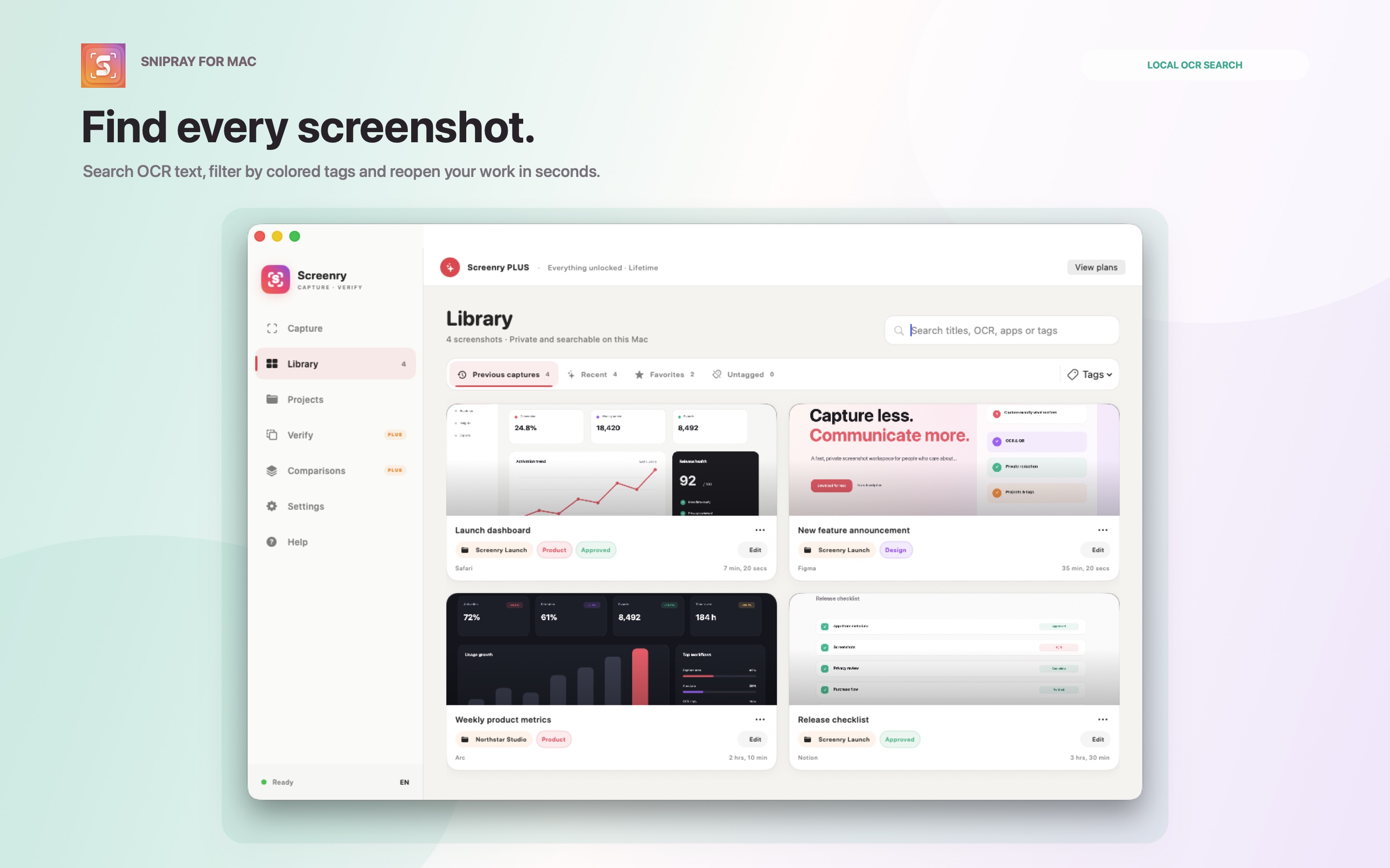 Snipray screenshot library